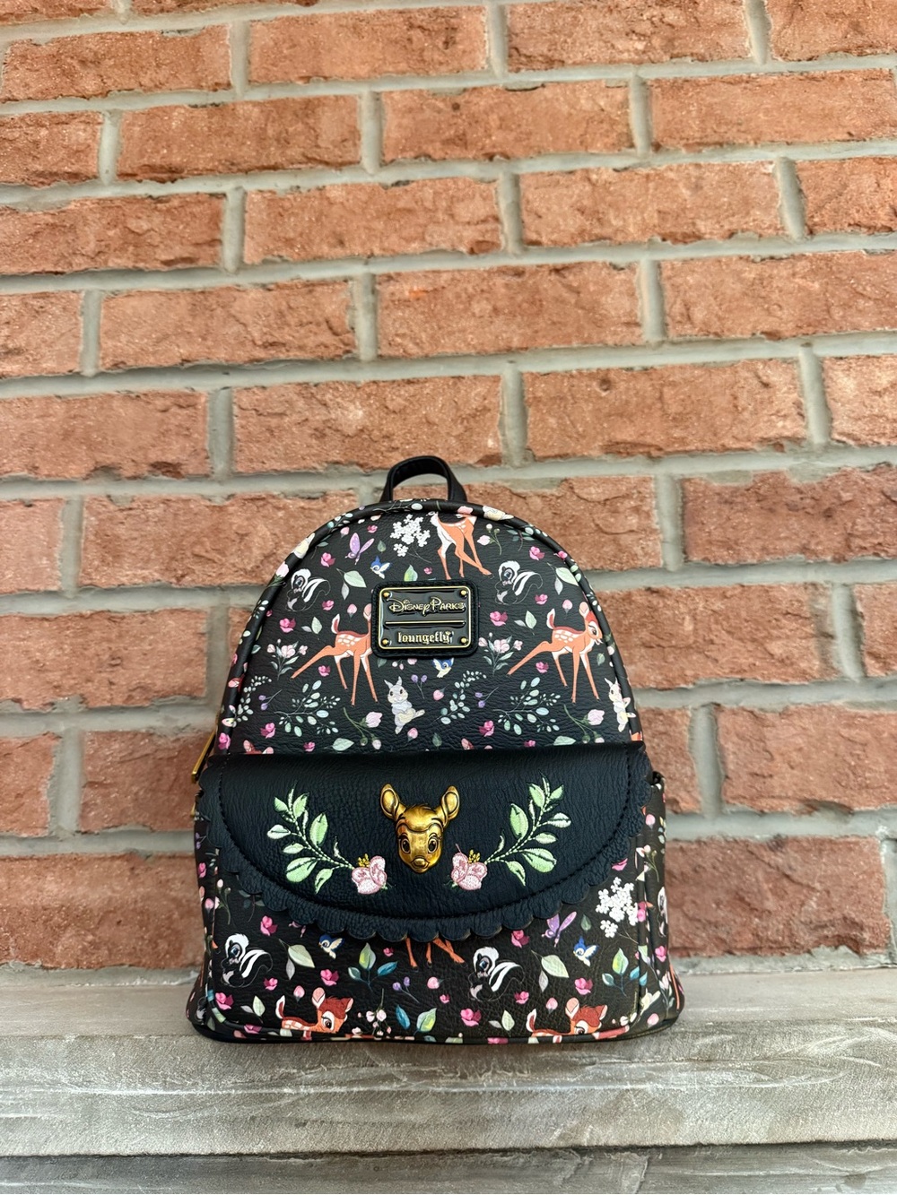 Disney x Loungefly Black Bambi Floral Mini Backpack
